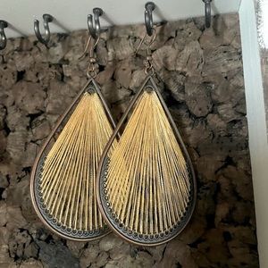 Large Gold Thread Teardrop Earring